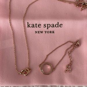 NWT Kate spade rose gold Love me knot mini necklace + bonus bracelet